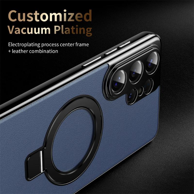 Business Leather Camera Protect Magnetic Case for Samsung S26 Ultra S26 Plus for Bracket Stand Holder Skin Feeling Cover