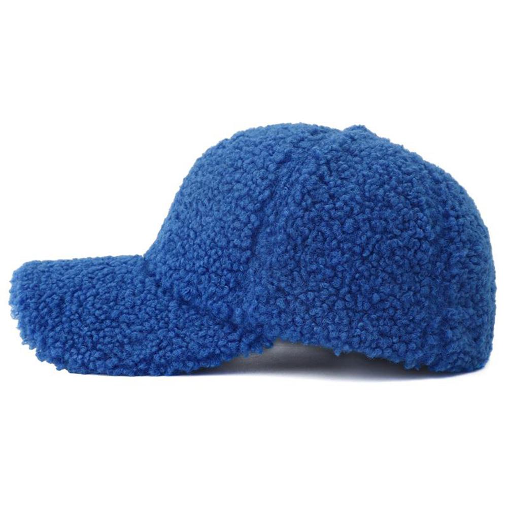 New Solid Color Artificial Lamb Wool Baseball Cap Plush Snapback Hat Autumn Winter Keep Warm Dad Hats For Women Men Sunshade