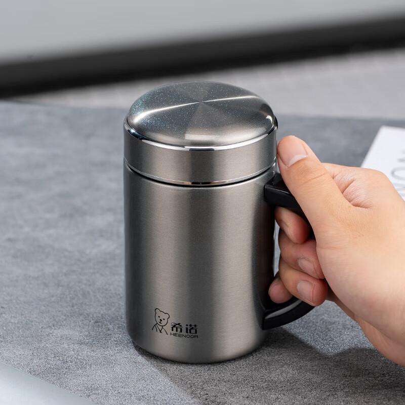 Heenoor Men s 316L Stainless Steel Business Thermos with Handle and Tea Infuser
