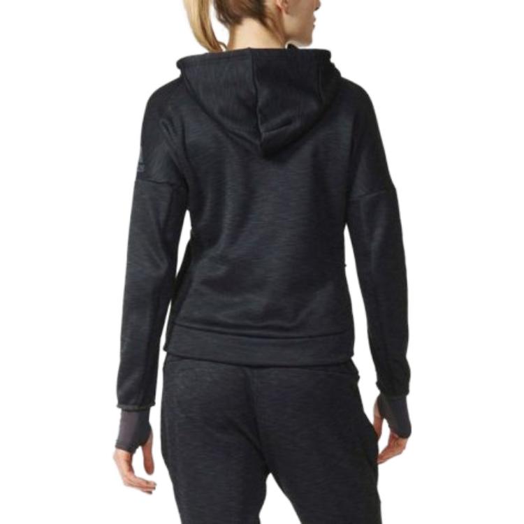 Adidas Logo Printed Zip-Up Hoodie Women Jackets Black S94565