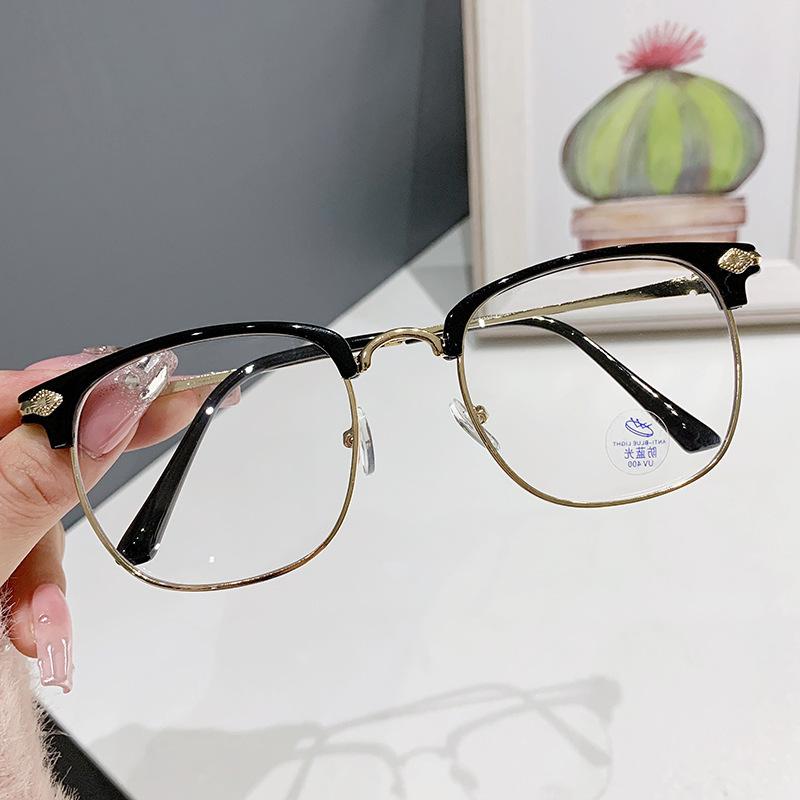 Anti-blue Glasses Frame Men's and Women's Retro Business Flat Glasses Myopia Glasses