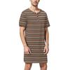 Men's Fashion Printed Cotton Short Sleeve Pajamas Button Collar Long Loose Home Clothes