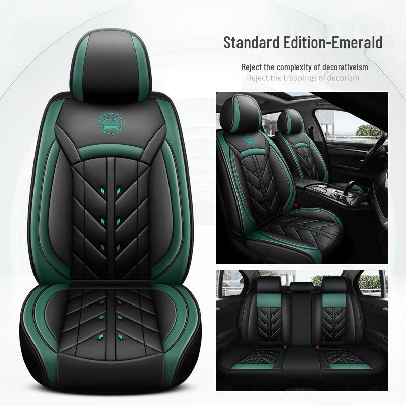 Universal Full Leather Car Seat Cushion for Five-Seaters - All-Season Coverage