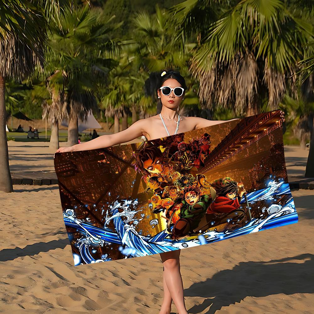 Anime Demon Slayer Beach Towel Colorful Bath Towels For Girl Microfiber Quick Dry Sand Free Beach Yoga Spa Gym Pool
