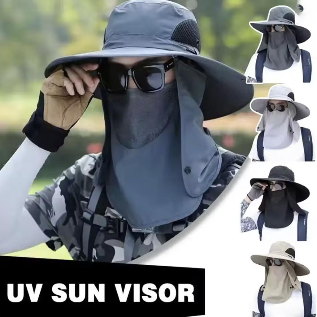 Cappello da pescatore estivo ad asciugatura rapida con protezione UV, copricollo, per pesca all'aperto, ciclismo, visiera rimovibile, da uomo e da donna