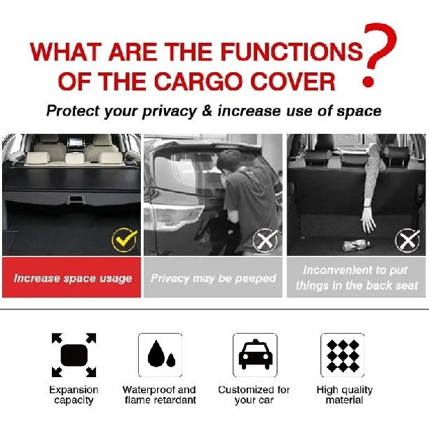 Bâche de coffre arrière rétractable pour Toyota 4Runner 2010-2023 2024 Cache-bagages rétractable Pare-soleil de protection de coffre pour accessoires 4Runner Cargo L
