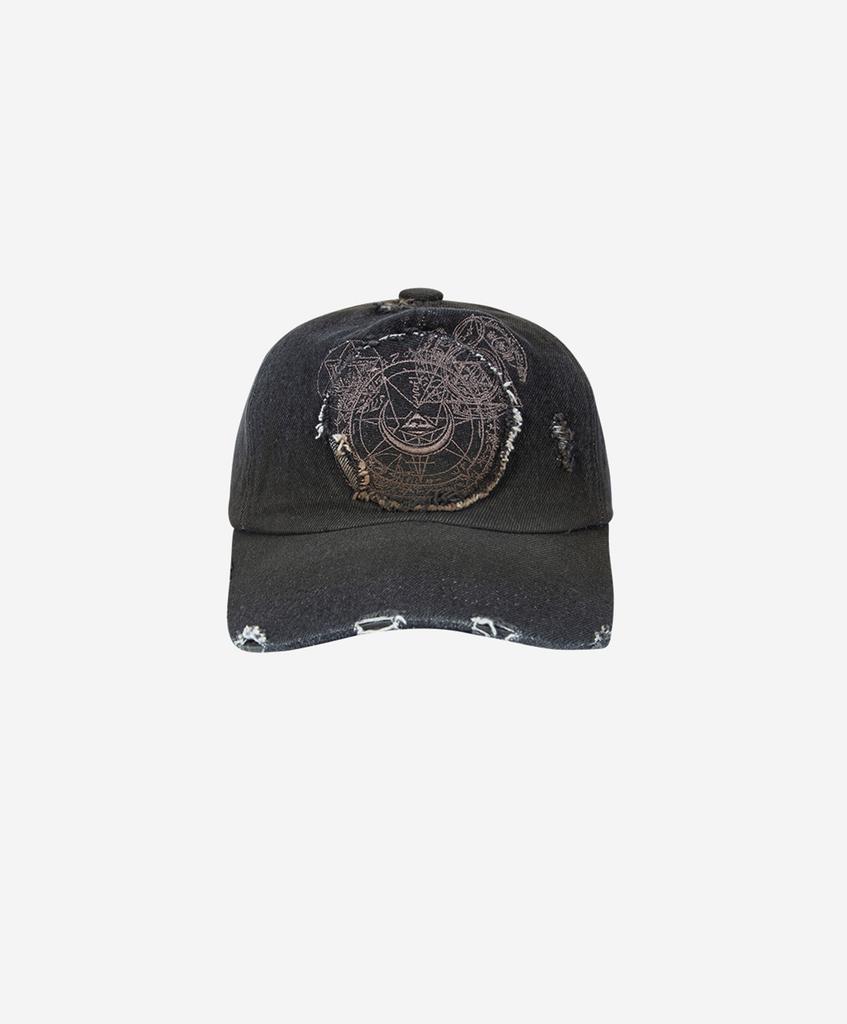LONDON PARFUMS ARCHIVE Distressed Applique Cap Black