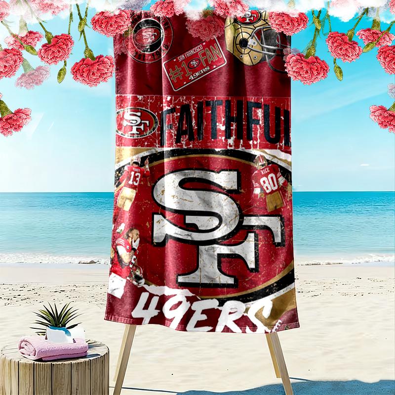 San Francisco 49Ers Print Beach Towel, Large Soft Quick Dry Towel for Beach Camping Swimming