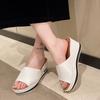 Summer new fish mouth wedge slippers women's wear fashion casual one-word drag large size women's sandals