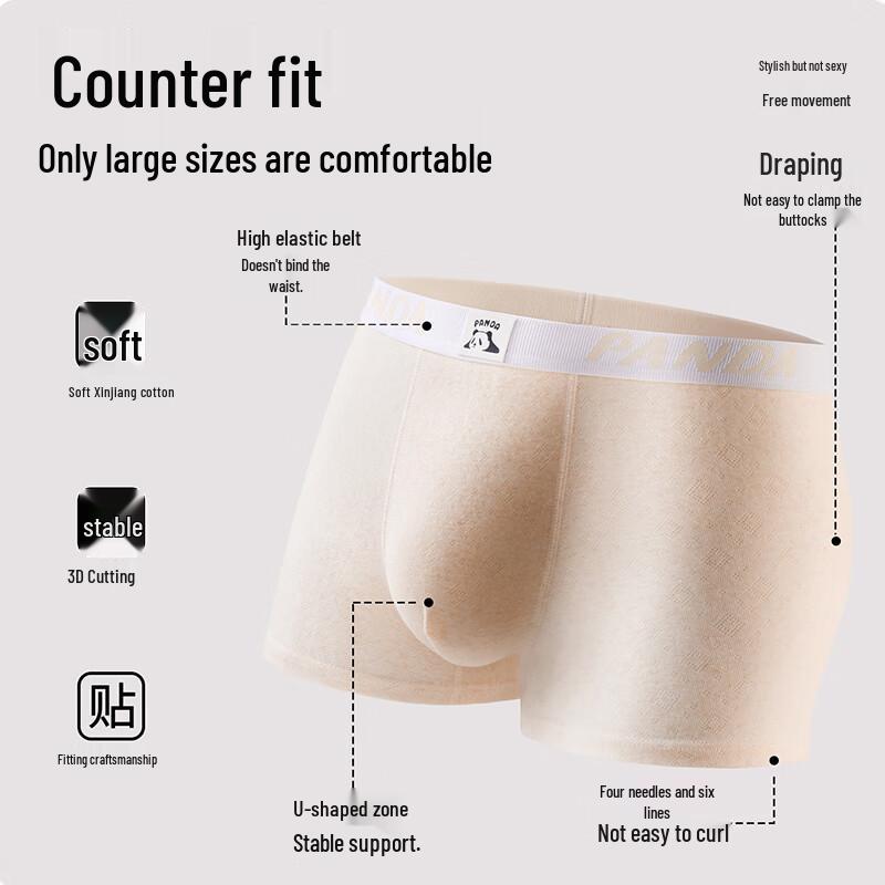 FitonTon Men's Pure Cotton Antibacterial Boxer Briefs