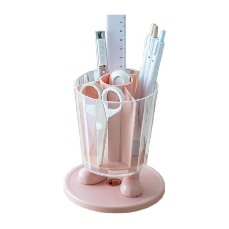 

Rotating Pen Holder for Desk, Desktop Pen Storage Box, School Office Desk Pen Organizers, Makeup Brushes Holder Bucket прозрачный розовый