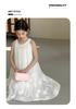 French Sweet Style Sleeveless Dress for Girls In Summer 2026, White Three-dimensional Flower Long Dress, Vacation Style Princess Dress