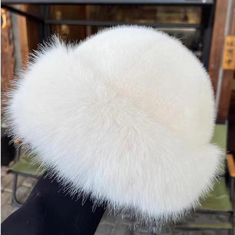 

Warm Women s Winter Hat Fluffy Fur Bucket Hat for Women Plush Fisherman Hat Thicken Cold Snowy Day Panama Cap белый