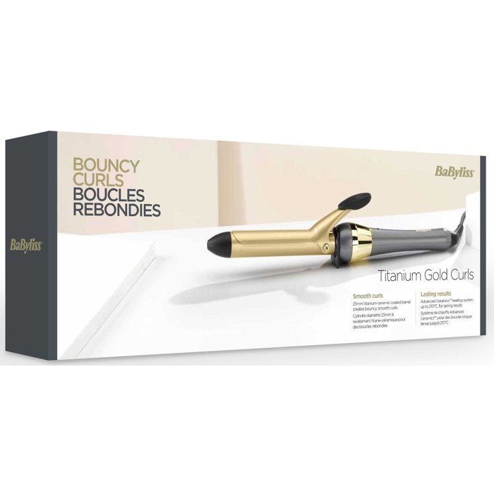 BaByliss - 2524TE - Boucleur Titanium Gold Tong 25mm pour des Boucles Définies