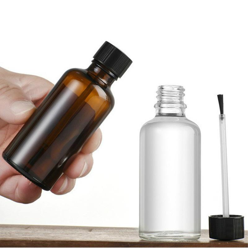 5/10/15/20/30/50/100 ml Hnědé / Čiré Plnitelné Lahvičky na Lak na Nehty Nádobky pro Doplnění s Víčkem a Štětečkem Nádoba pro Kutilské Řemesla