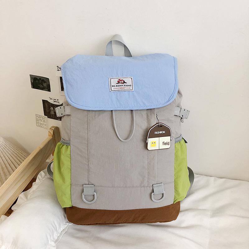 Unisex Stylish Colorblock Backpack: Lightweight, Trendy, and Versatile Student Bookbag