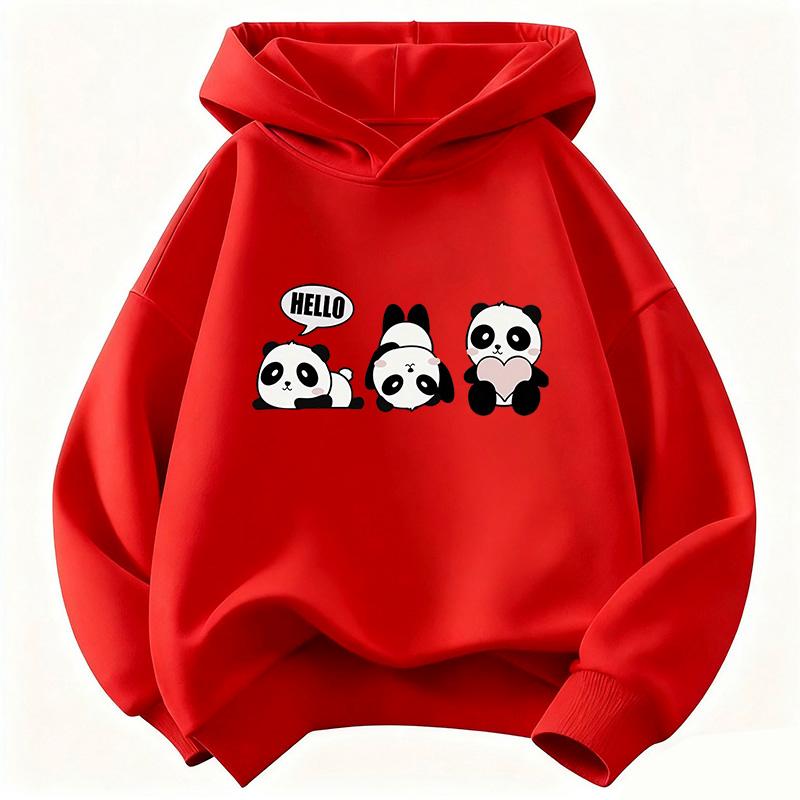 Lovely Panda Funny Hoodie Kids Children s Sweatshirt Hoody for Boys Girls Casual Hoodies Clothes 110 красный