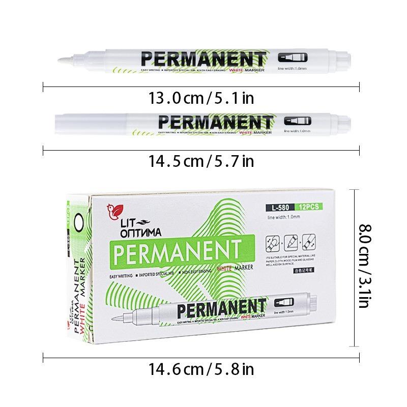 10Pcs Water Resistant White Marker Pen Alcohol Paint Oily Tire Painting Graffiti Pens Permanent Gel Pen for Fabric Wood Leather 10MM