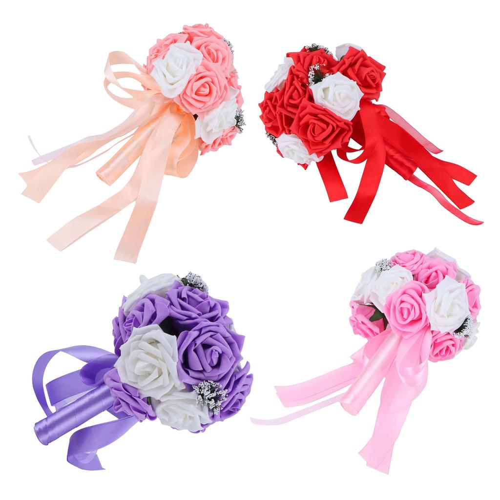 Bridal Bouquet PE Artificial Flowers Bunch for Wedding Stage Office Home Decoration