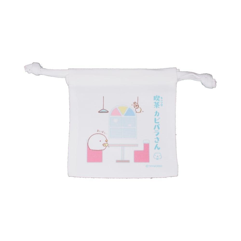 MAKERS Kapibarasan Cafe Mini Drawstring Bag Namakemono-kun and Nomi-kun MAK-54 Polyester Pouch W150xH150mm