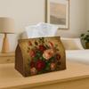 1pc Vintage Rose Bouquet Tissue Box Cover- Classic Elegant Warm Napkin Holder for Home, Kitchen, and Decor| Multi-Functional Fabric Tissue Dispenser W