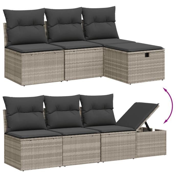 VidaXL Garden Lounge Set with Cushions 8 Pcs, Patio Sofas, Patio Furniture Set, Outdoor Furniture, Grey 3264138