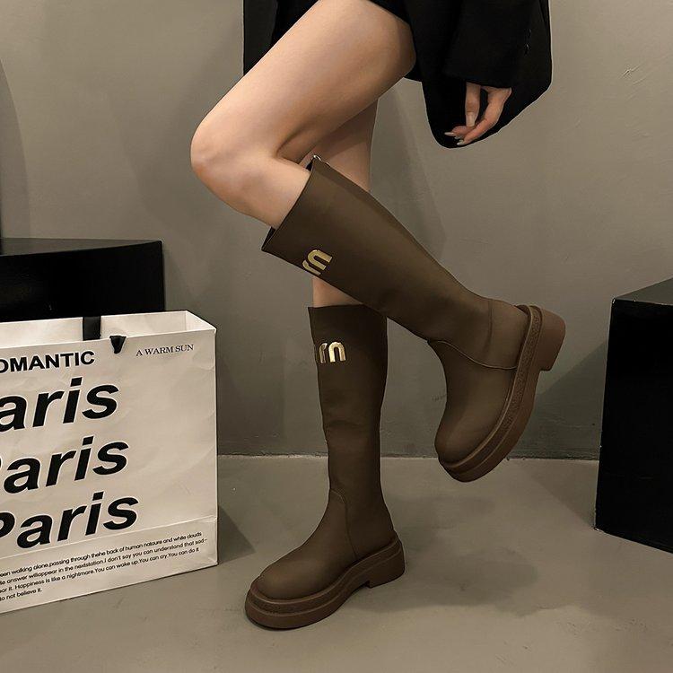 

[Youshilai] Small people grow taller but knee boots for women 2025 autumn new thick-soled knight boots for women 40