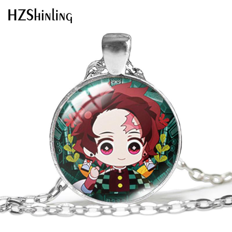Fashionable Demon Slayer Necklace With Tanjiro And Shinobu Character Design For Anime Fans
