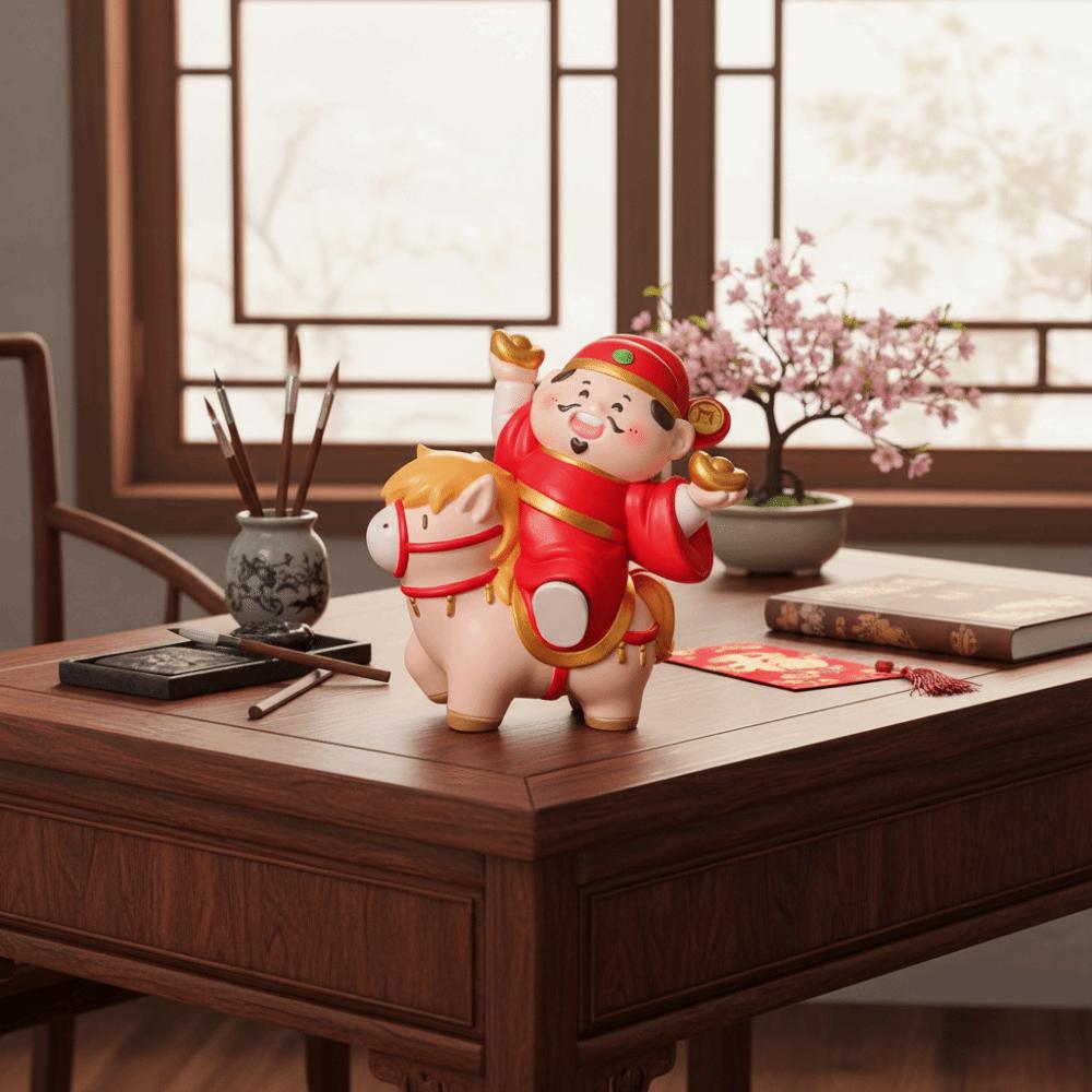 Resin Crafts Horse Year Mascot Ornament Cute Design God of Wealth Decoration  Home Decoration