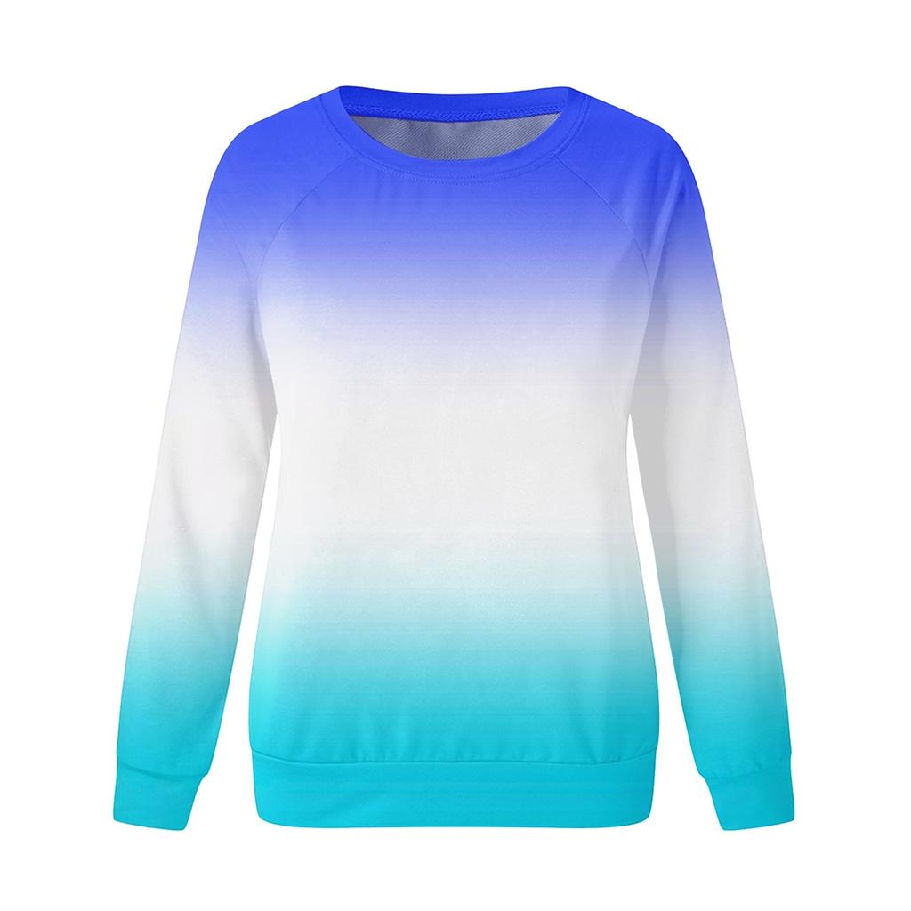 Damen Rundhals-Oberteile Baumwolle Damen Casual Fashion Print Langarm O-Ausschnitt Pullover Top Bluse