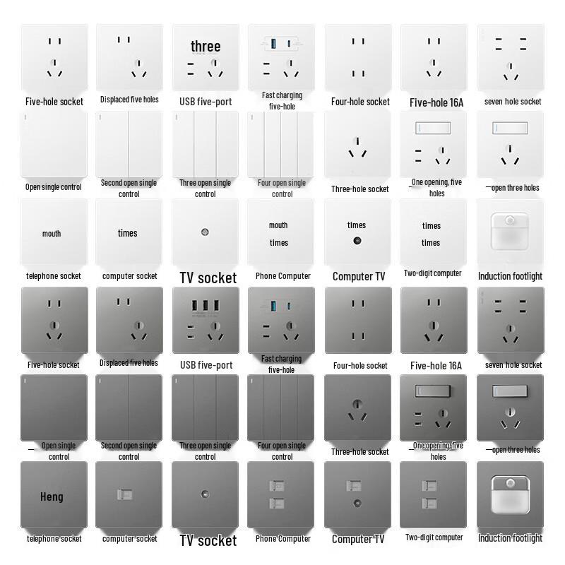 Jukai 86-Type Slanted 5-Hole Wall Socket Panel