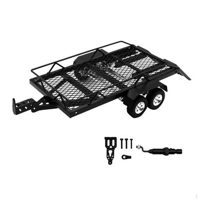 RC Trailer with Hook Hitch Double Axle Accessories Professional High Performance Metal Flatbed