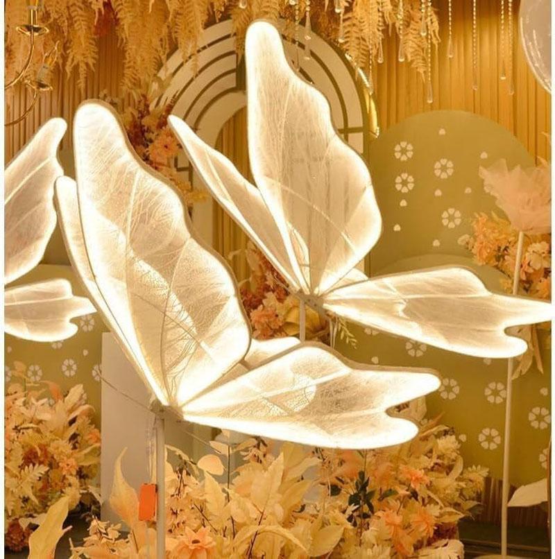 60/80/100cm Wedding Butterfly Floor lamp Creative Butterfly Ceiling Lamp Butterfly Hanging Decoration Prop for Wedding Christmas