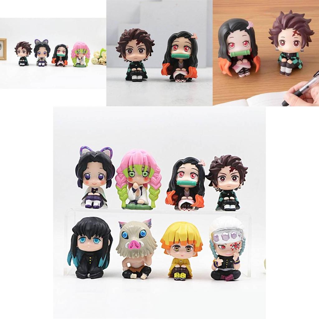 Adorable 8 Piece Q Version Sitting Demon Slayer Nezuko Toy Doll Capsule Figures Collection