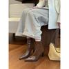 Maillard! Brown pointed high-heeled short boots women's autumn and winter new retro versatile stiletto boots