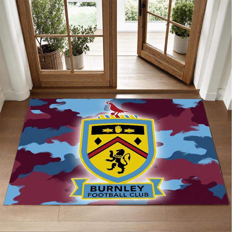Burnley Football Design Crystal Velvet Rug Soft Decorative Mat for Bedroom Entrance