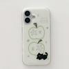Ins Frosted Simple Painting Green for Apple Black Cat Double Layer for Apple 17/14/13Pro Mobile Phone Case for IPhone16