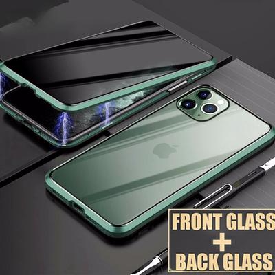 Anti-Spy Protection Case For iPhone 15 14 Pro Max 13 Pro 12 11 XR XS X 8 7 Double Side Clear Glass Case Magnetic Privacy Phone Cover