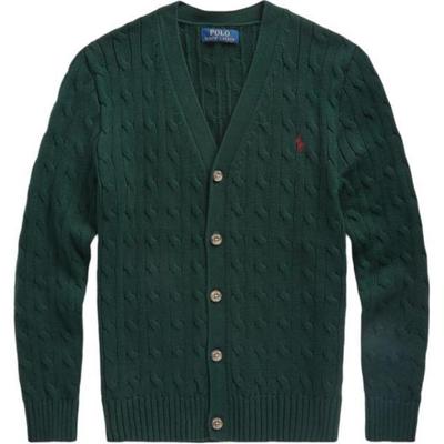 Polo Pullover Einfarbig Logo Stickerei Einreiher Strick Kinderpullover Grün CWPOSWEY6820417-300