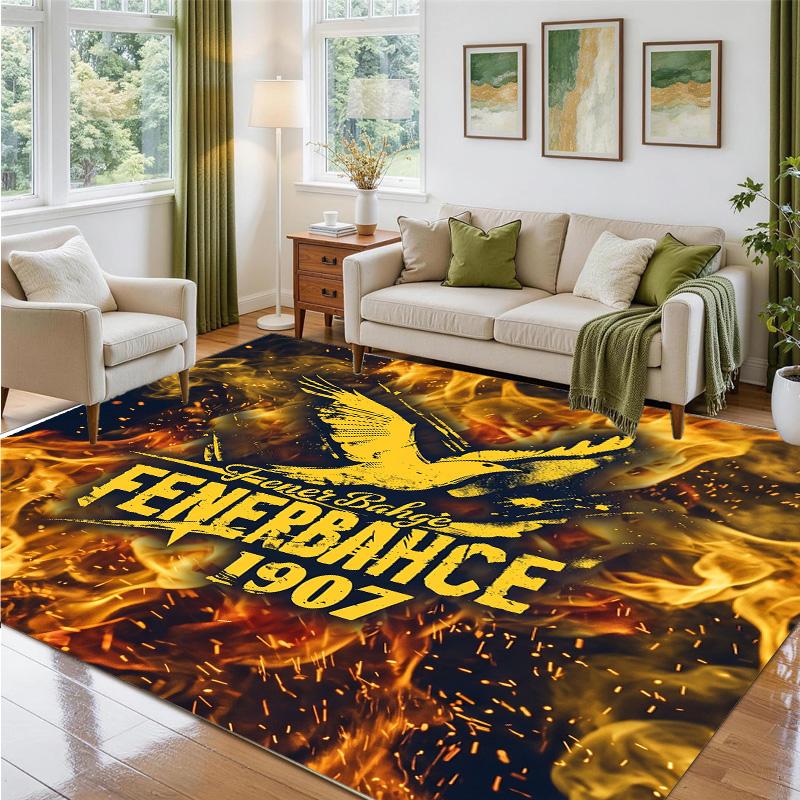 Fenerbahçe FC Design Crystal Velvet Rug Soft Decorative Mat for Bedroom Entrance