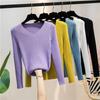 Women Sweater Autumn Long Sleeve Pullover Basic Top Fashion V-neck Elastic Female Winter Solid Knitted Jumper Sweater