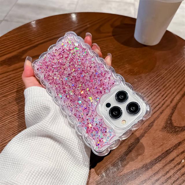 Luksus Shining Glitter Paljetter Telefonveske For Iphone 14 13 12 11 Pro Max 14 Plus 14pro Max Støtsikker Wavy Bumper Silikondeksel