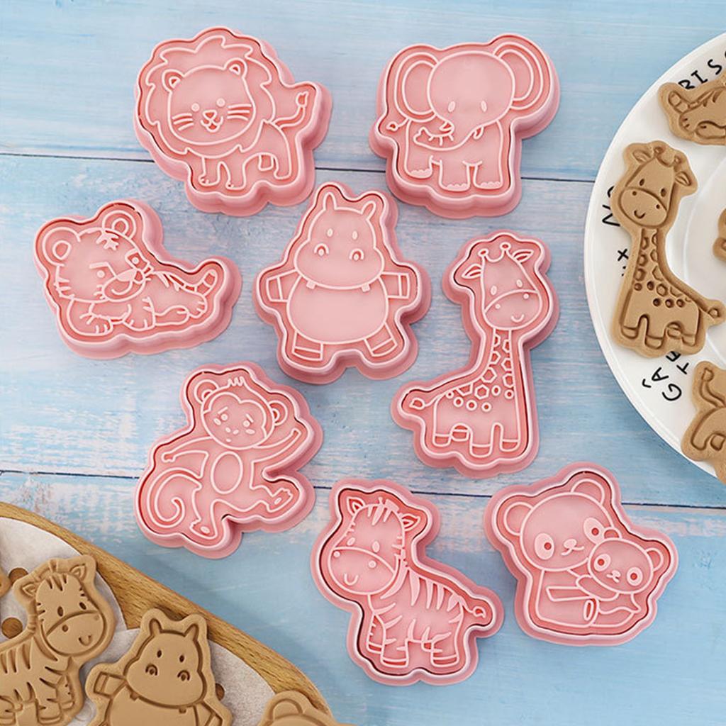 8Pcs Cookie Cutter Animal Shape Food Grade Plastic Biscuit Baking Mold Cutter for Cookies Fondant