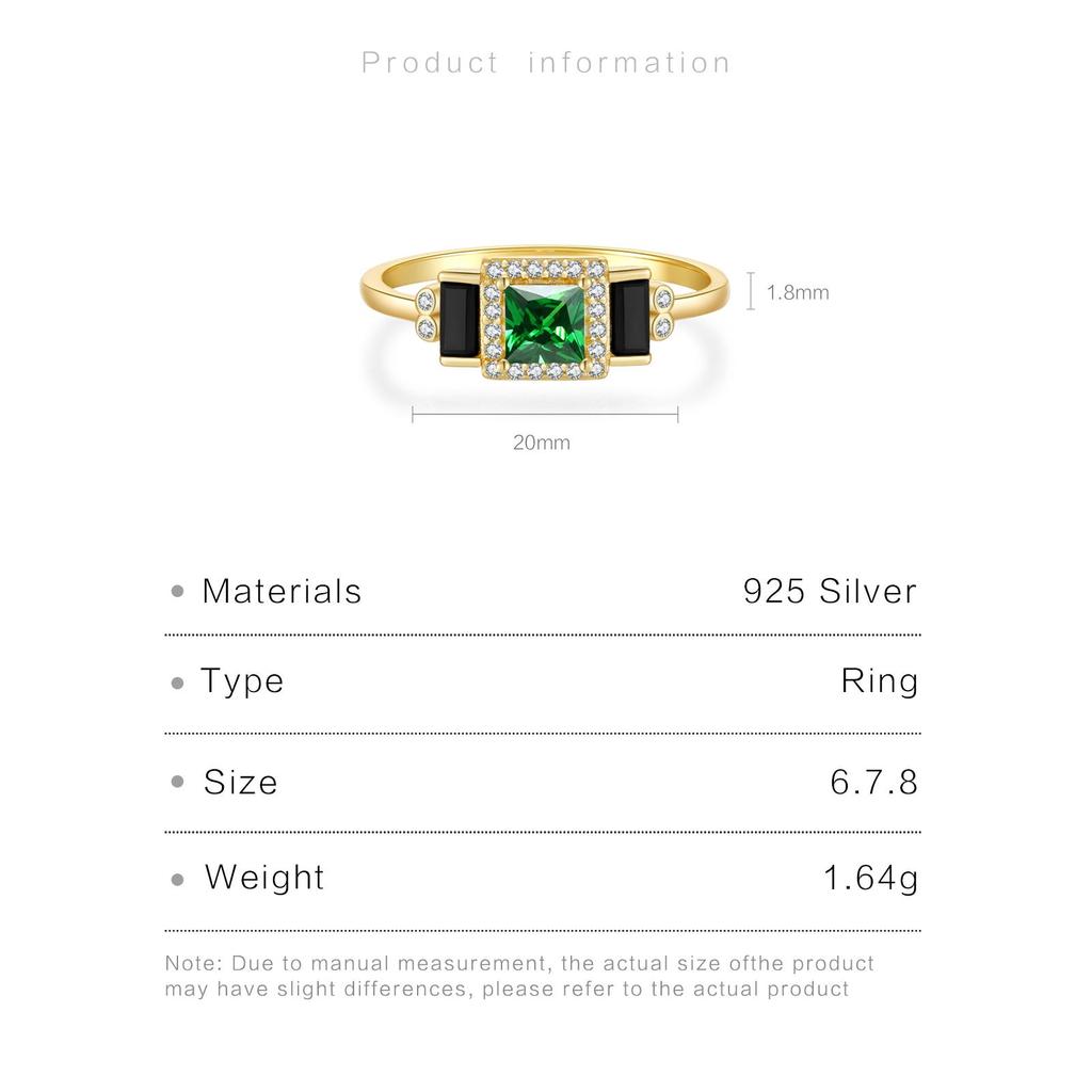 ANDYWEN Pierścionki ze srebra próby 925, złota, zielonego i czarnego cyrkonu, damska moda, delikatna luksusowa biżuteria
