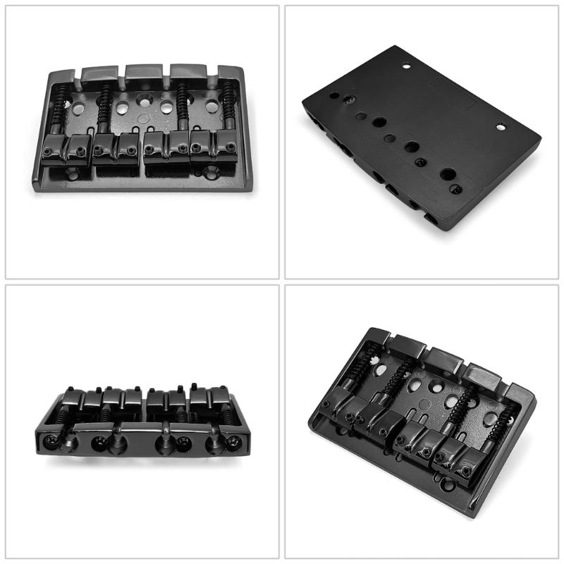 4 Strings Bass Guitar Bridge, Alloy Fixed Hardtail Tailpiece Bridge Saddles with Mounting Screw for Electric Guitar Bass
