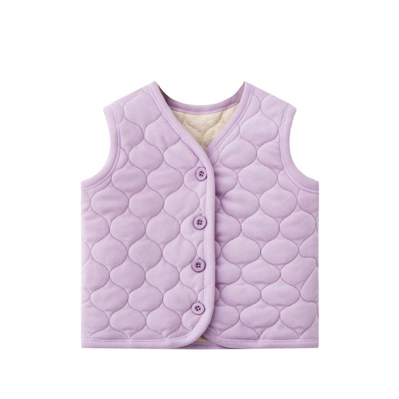 Children's Vest Autumn Winter Boys Girls Solid Color Thick Warm Cardigan Student Base Shirt Underwear Jacket Baby  Clothing