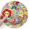 50 Cute Smiley Flower Stickers – Childlike Q Version for Journals, Water Bottles, Cars, and Helmets