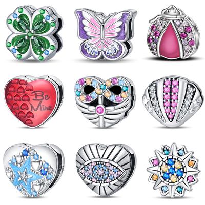 100% Copper Butterfly Protection Heart Charms Flat Bead Fit Pandachoriginal Bracelet Diy Birthday Jewelry Gift