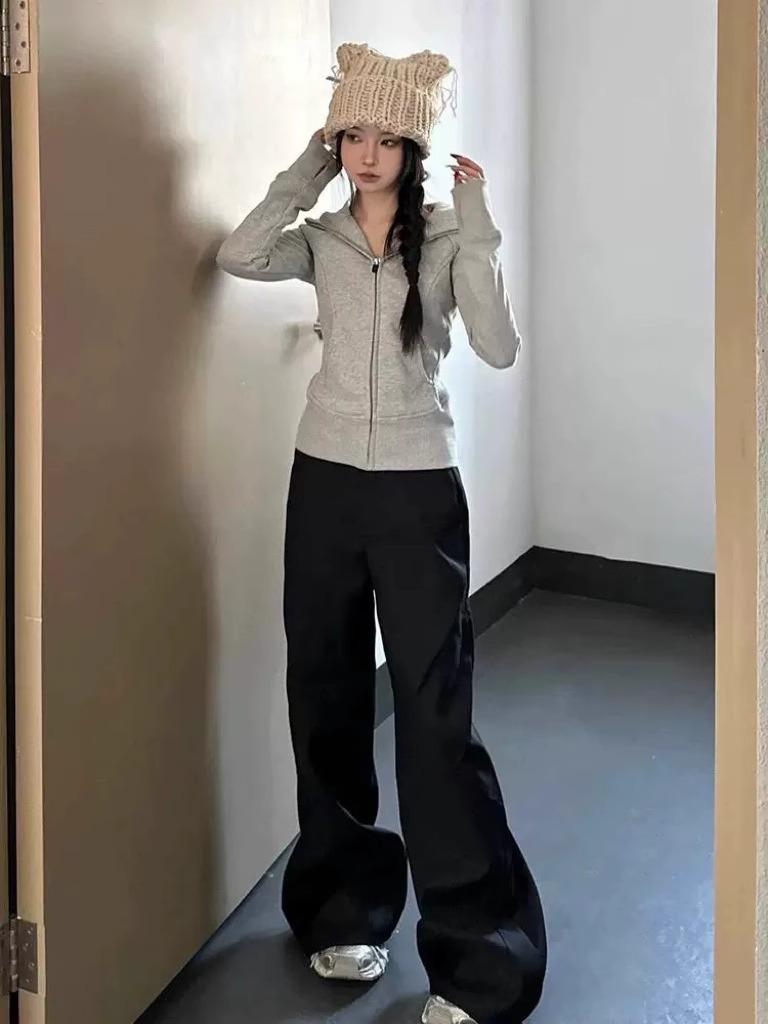 

Женская толстовка с капюшоном приталенного кроя для весны и осени - миниатюрный, тонкий стиль, кардиган на короткой молнии. XL