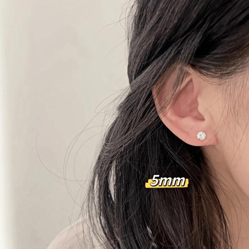 Classic S925 Sterling Silver 18K Gold-Plated Mini Zircon Stud Earrings